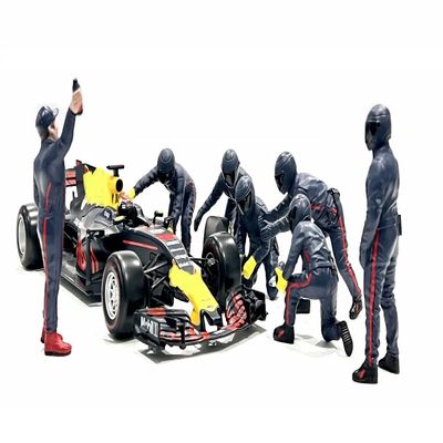 American Diorama Formula One F1 Pit Crew 7 Figure Set Team Blue Release III for 1/18 Scale Models