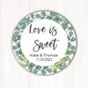 Love is Sweet Wedding Favor Stickers Labels - Custom Wedding Favors Stickers Greenery Eucalyptus Design, Set of 60 2-inch Stickers view 2