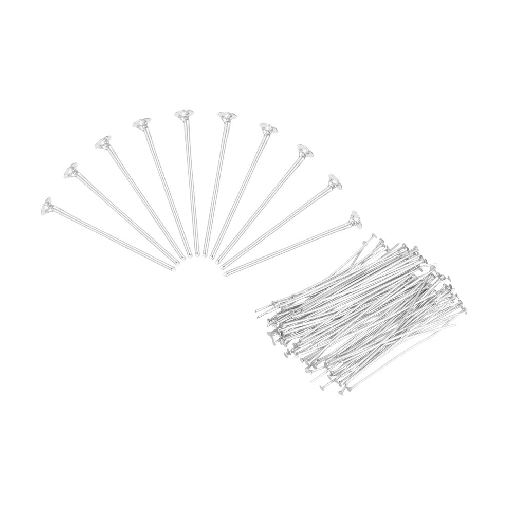MECCANIXITY 200Pcs Flat Head Pins for Jewelry Making 25mm Brass Flat Head Pins Jewelry Head Pins for Craft Earring Bracelet Necklace Pendant Supplies 20 Gauge Silver