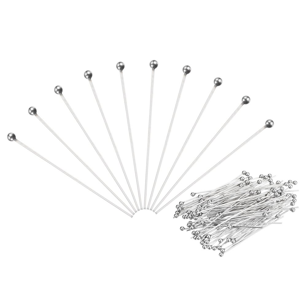 PATIKIL 500Pcs Silver Plated Ball Head Pins 50mm Wire Head Pins 22 Gauge Brass Round Ball Head Pins Metal End Head Pins for DIY Craft Necklaces Bracelets Earrings Jewelry Making