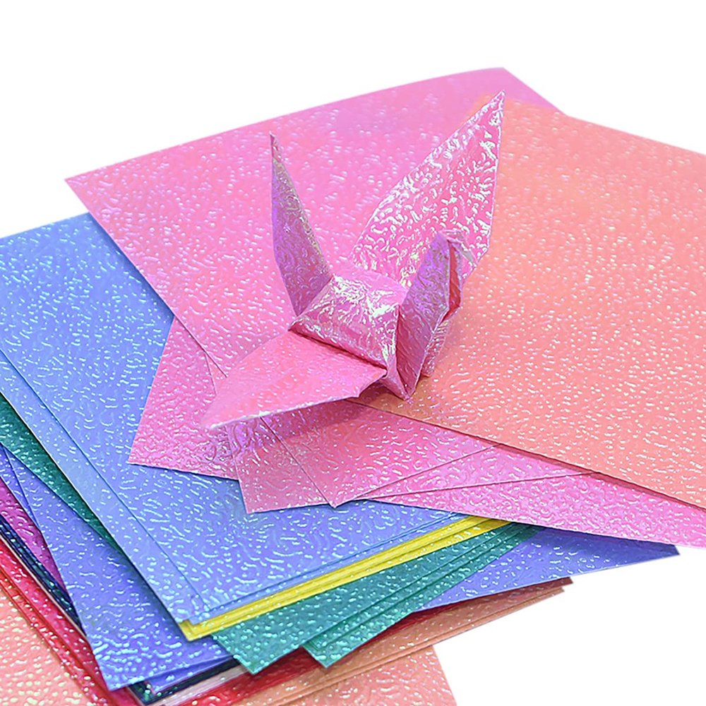 homeemoh 50 Sheets Single-Sided Glitter Origami Paper Iridescent Paper for Handcraft, Shinny Folding Paper for Kids Adults,Square 2.8"x2.8"