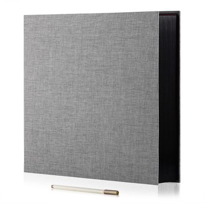 HoneyTolly Photo Album Self Adhesive Scrapbook 3x5 4x6 5x7 6x8 Magnetic Album DIY Scrap Book 11x10.6 Inch 40 Black Sticky Pages Linen Cover DIY Photo Album(Grey)