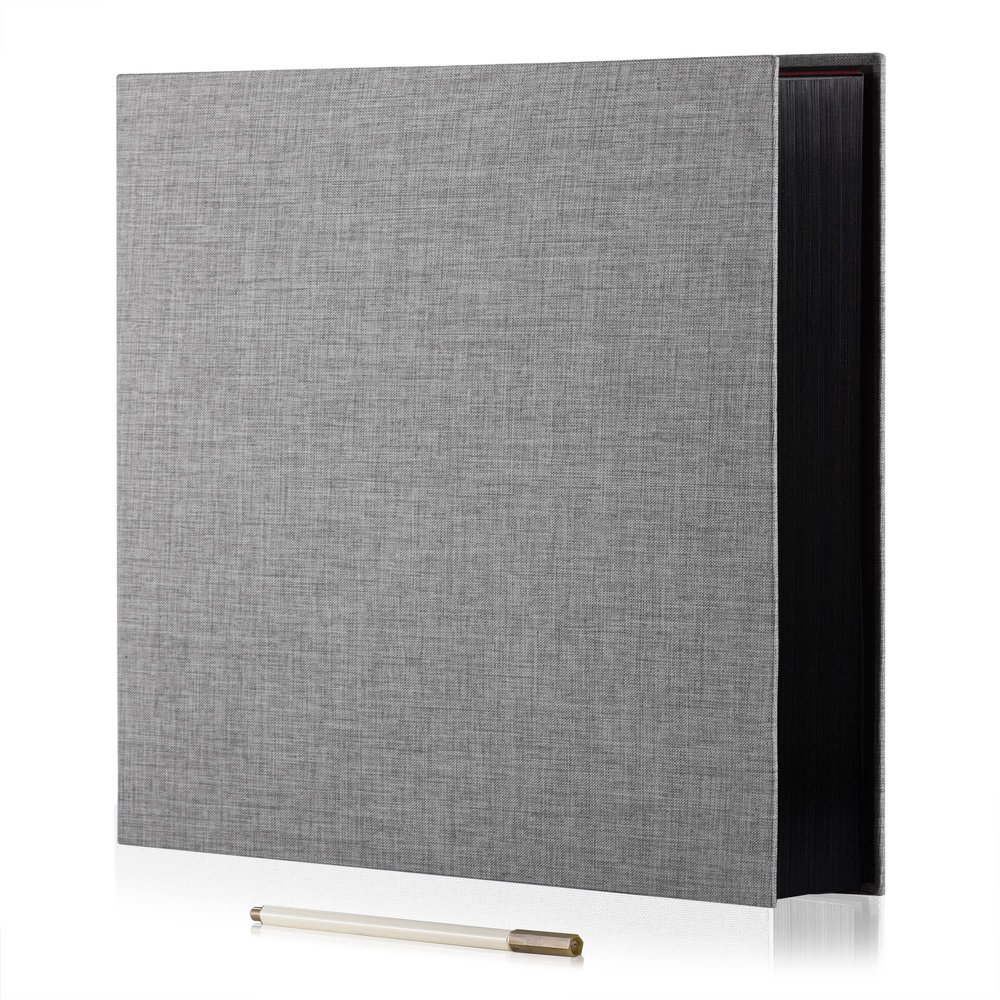 HoneyTolly Photo Album Self Adhesive Scrapbook 3x5 4x6 5x7 6x8 Magnetic Album DIY Scrap Book 11x10.6 Inch 40 Black Sticky Pages Linen Cover DIY Photo Album(Grey)