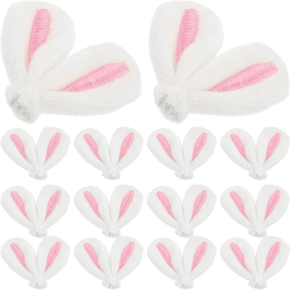 NOLITOY 20pcs Rabbit Ear Hair Clip Accessories, Plush Bunny Ears Hair Clip Making