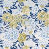 AVKA Studio Hand Block Print Fabric by the yard - PRECUT 1 yard 42 Inch Width - 100% Cotton Material - White & Blue Floral Pattern - Light Weight Indian Cloth for making Summer Dress tops projects etc view 1
