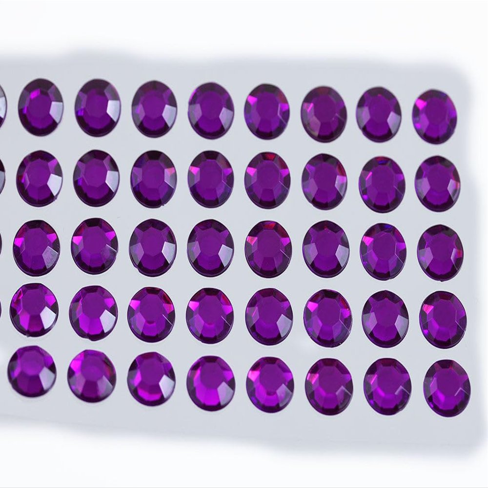 10mm SS48 Purple Amethyst Self Adhesive Acrylic Rhinestones Plastic Face Gems Stick On Body Jewels for DIY Cards and Invitations Crafts Bling Sticker - 5 Sheets - 250PCS