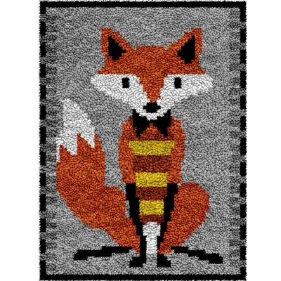 Yglnden Latch Hook Kits Rug Fox Crochet Yarn Cushion Colour Pre-Printed Canvas Rug Needlework DIY Hook and Latch Kit Christmas Home Decoration 52x38cm/20 X15inch