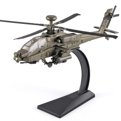 OANMYJJO Helicopters for Boys AH-64 Longbow Apache Helicopter Model Airplanes,Diecast Military Attack Helicopter, Model Airplane with Light and Sound, Suitable for Military Lovers to Collect and Gift