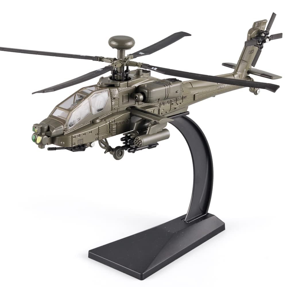 OANMYJJO Helicopters for Boys AH-64 Longbow Apache Helicopter Model Airplanes,Diecast Military Attack Helicopter, Model Airplane with Light and Sound, Suitable for Military Lovers to Collect and Gift