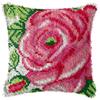 Latch Hook Cushion Kits Red Rose Latch Hook Kits DIY Throw Pillow Embroidery Craft Kits for Beginner DIY Latch Hook Rug Kit Canvas Home Decor 43x43cm view 1