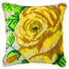 Latch Hook Cushion Kits Rose in Yellow Latch Hook Kits DIY Throw Pillow Embroidery Craft Kits for Beginner DIY Latch Hook Rug Kit Canvas Home Decor 43x43cm view 1