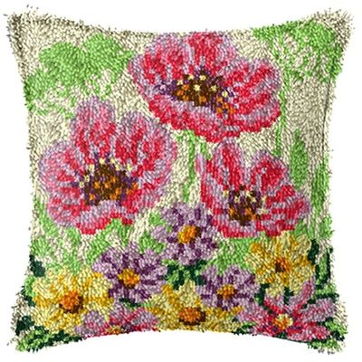 Latch Hook Cushion Kits Epiphyllum Latch Hook Kits DIY Throw Pillow Embroidery Craft Kits for Beginner DIY Latch Hook Rug Kit Canvas Home Decor 43x43cm