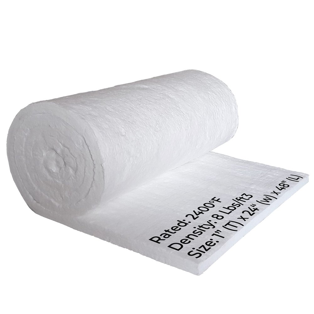 SIMOND STORE Ceramic Fiber Insulation Blanket - 1 x 24 x 48, 8# 2400F, Fireproof Insulation Blanket for Forge Furnace Chimney Boiler Kiln Pizza Oven Fireplace Stove Dishwasher, and More