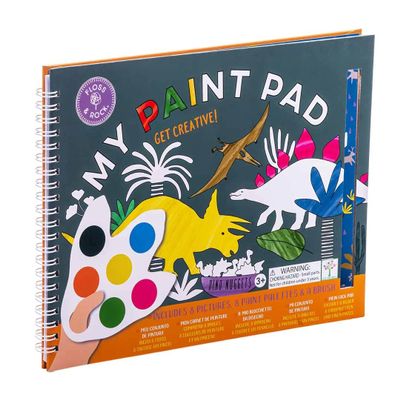 Floss & Rock Dino Kids My Painting Pad Set with 8 Pictures, 8 Paint Pallets and A Brush