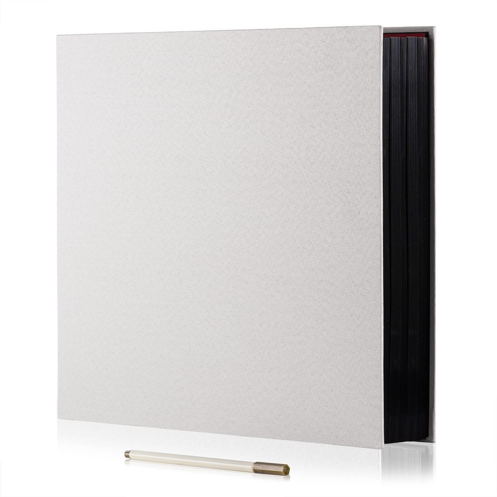 HoneyTolly Large Photo Album Self Adhesive for 4x6 8x10 Magnetic Scrapbook Album DIY 60 Black Sticky Pages Linen Cover Photo Album(White)