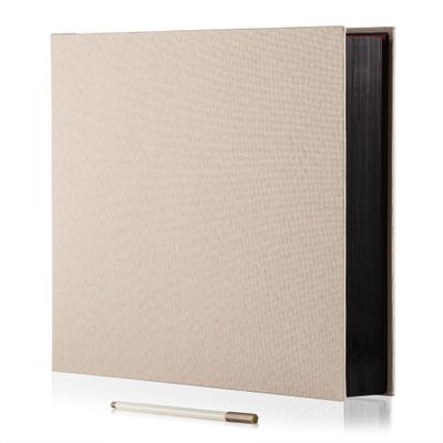 HoneyTolly Large Photo Album Self Adhesive for 4x6 8x10 Magnetic Scrapbook Album DIY 60 Black Sticky Pages Linen Cover Photo Album(Beige)