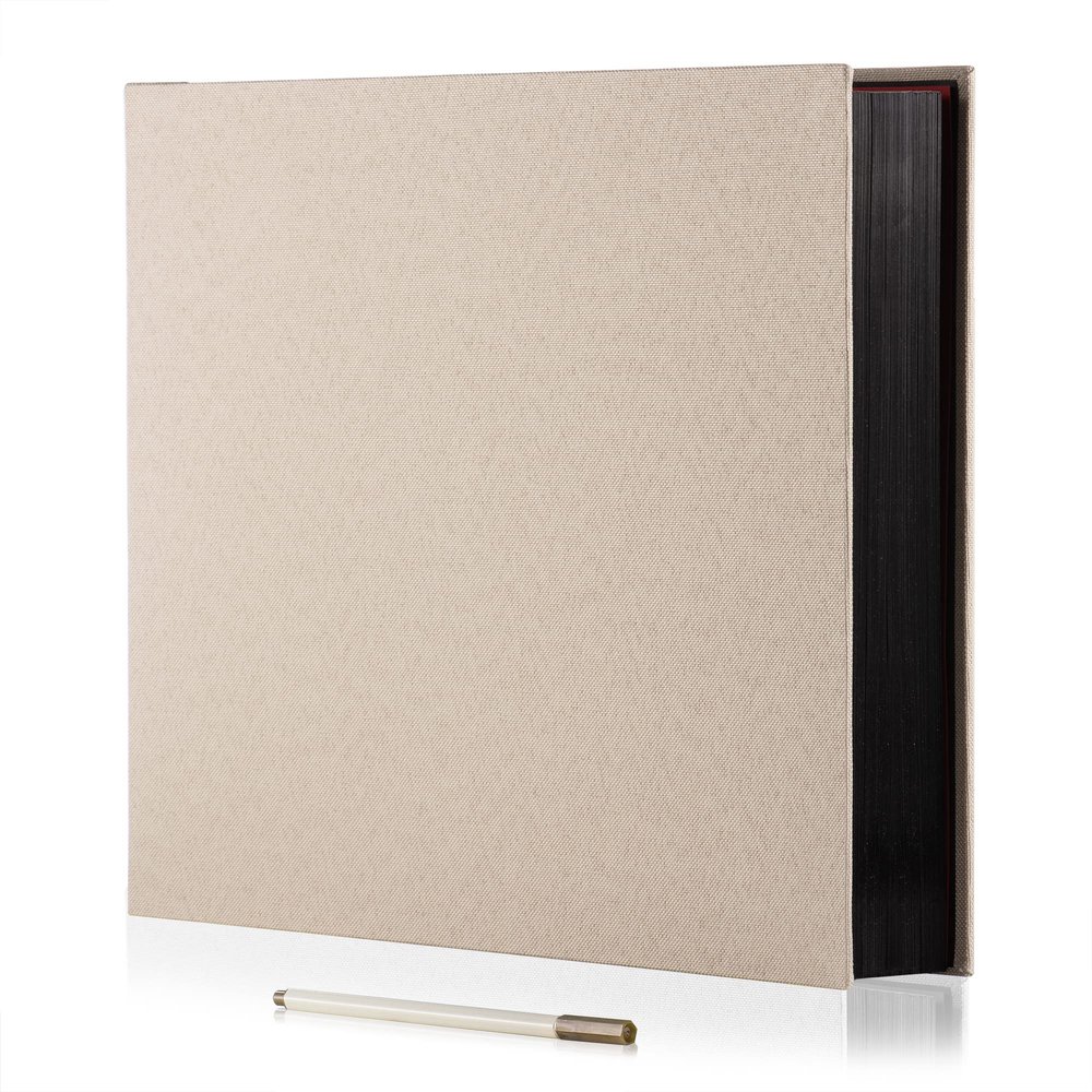 HoneyTolly Large Photo Album Self Adhesive for 4x6 8x10 Magnetic Scrapbook Album DIY 60 Black Sticky Pages Linen Cover Photo Album(Beige)