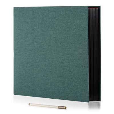 HoneyTolly Large Photo Album Self Adhesive for 4x6 8x10 Magnetic Scrapbook Album DIY 60 Black Sticky Pages Linen Cover Photo Album(Dark Green)