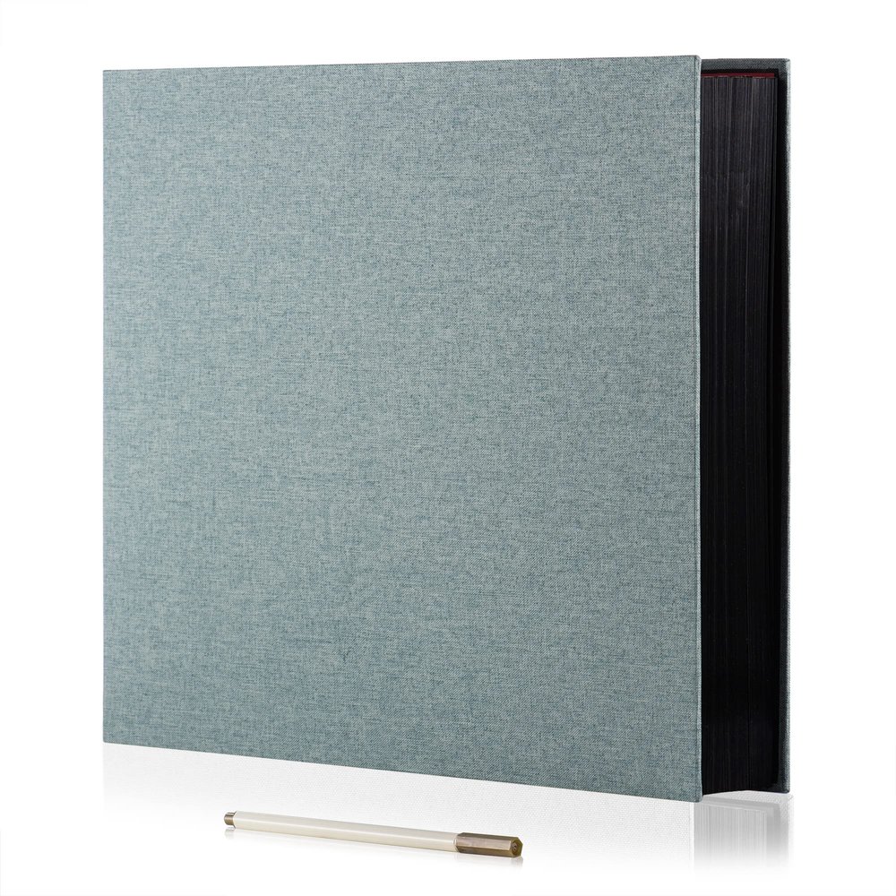 HoneyTolly Large Photo Album Self Adhesive for 4x6 8x10 Magnetic Scrapbook Album DIY 60 Black Sticky Pages Linen Cover Photo Album(Green)