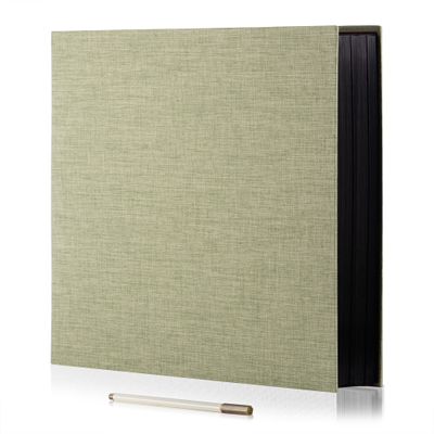 HoneyTolly Large Photo Album Self Adhesive for 4x6 8x10 Magnetic Scrapbook Album DIY 60 Black Sticky Pages Linen Cover Photo Album(Grass Green)