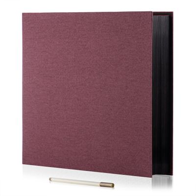 HoneyTolly Large Photo Album Self Adhesive for 4x6 8x10 Magnetic Scrapbook Album DIY 60 Black Sticky Pages Linen Cover Photo Album(Purple)