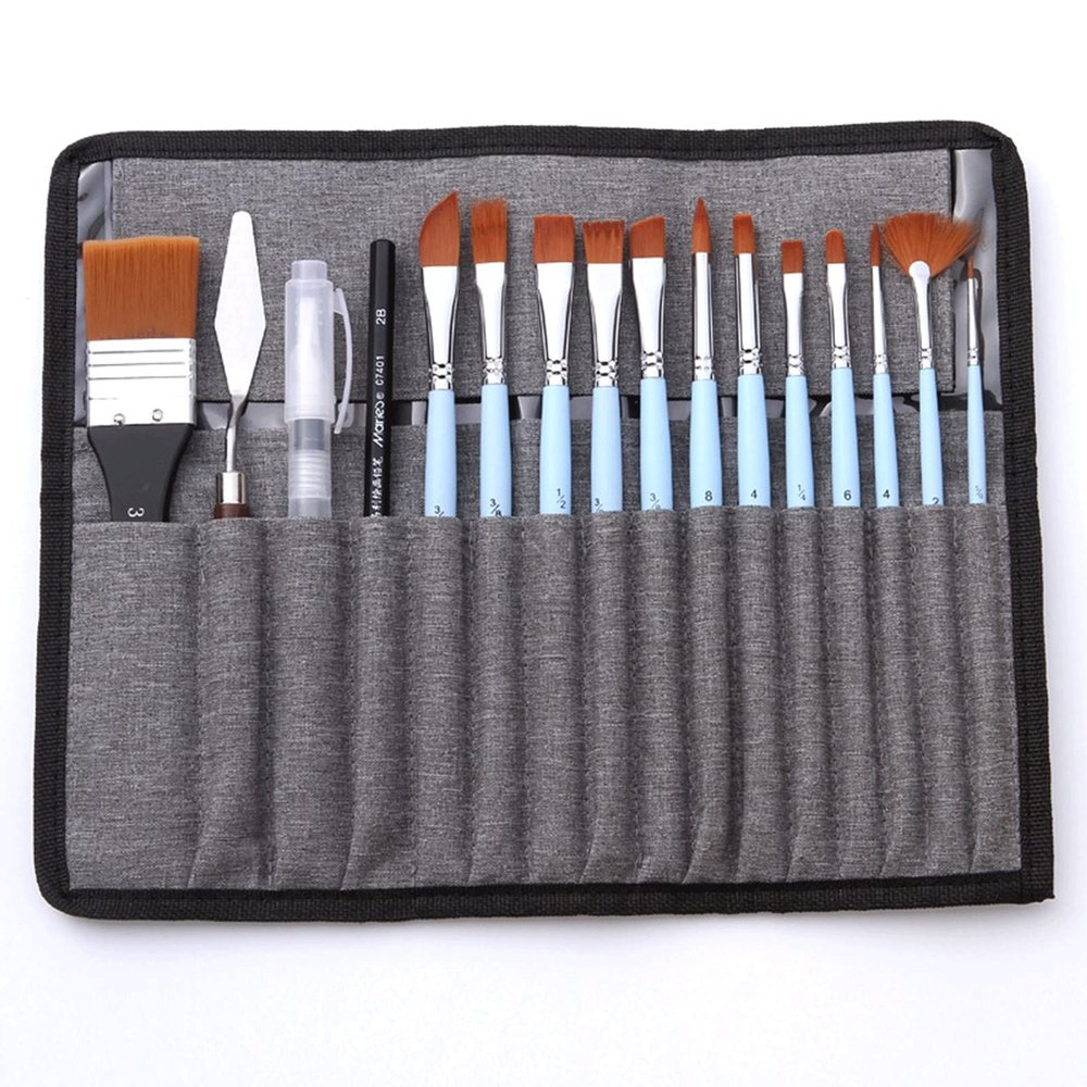 LUYILA Professional Artist Paint Brush Set, 18 Pcs Acrylic Oil Paint Brushes Set for Paint by Numbers, Watercolor, Miniature, Rock Painting, Gouache, Models (Color : Blue)