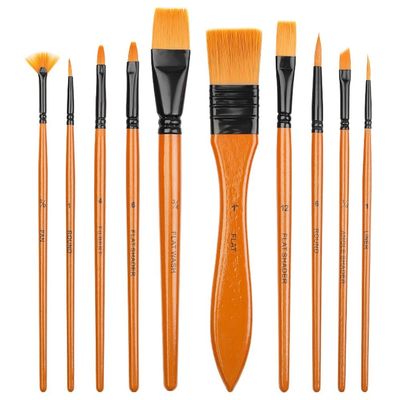 LUYILA Paint Brush Set,Artist Paint Brush Set of 10 pcs with Organizing Case, Painting Brushes for Watercolor, Oil or Acrylic Painting Art (Color : Orange)