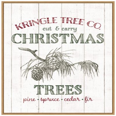 Amanti Art Framed Canvas Wall Art 28x23 Christmas Tree Farm Sign by Wild Apple Portfolio, Framed Wall Art Canvas, Holidays Artwork, Modern Decor, Medium Poster Painting for Living Room, Bedroom,