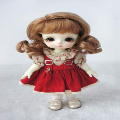 JD038 5-6inch 1/8 OB11 Long Soft Wave Synthetic Mohair BJD Doll Wigs (Sugar Brown)