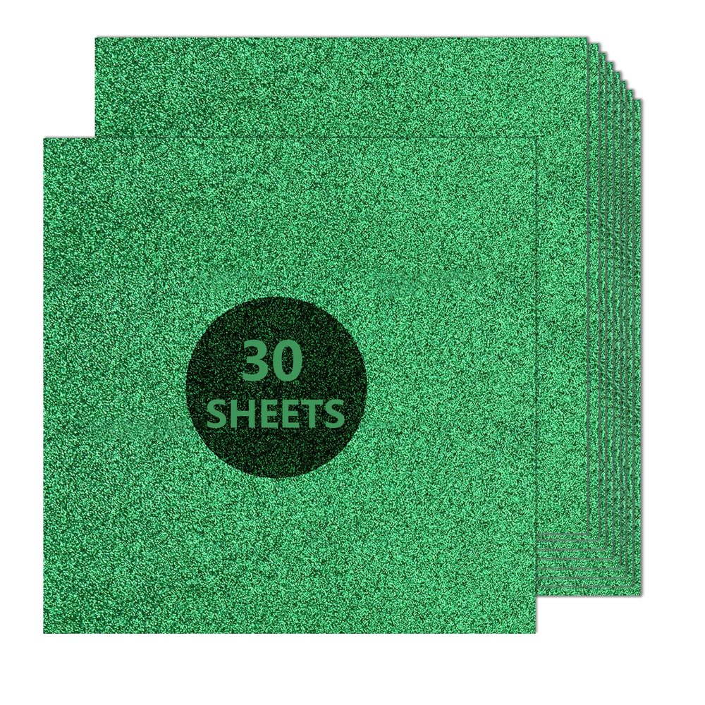 Green Glitter Cardstock 12 x 12, Paper for Cricut, Thick Card Stock for Card Making, Scrapbooking, Craft(250Gsm 30Sheets) (Green)