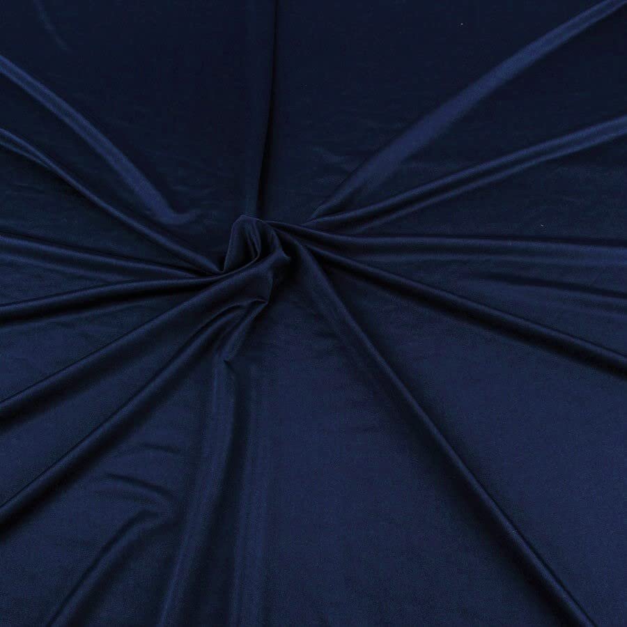 New Creations Fabric & Foam Inc, 58/60" Wide Milliskin Solid Stretch Spandex Fabric (2 Yards, Dark Navy Blue)
