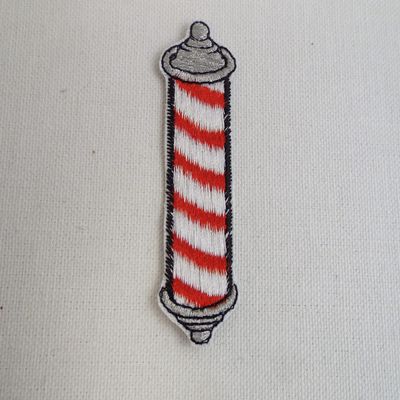 Barber Pole Embroidery Iron-on Patch