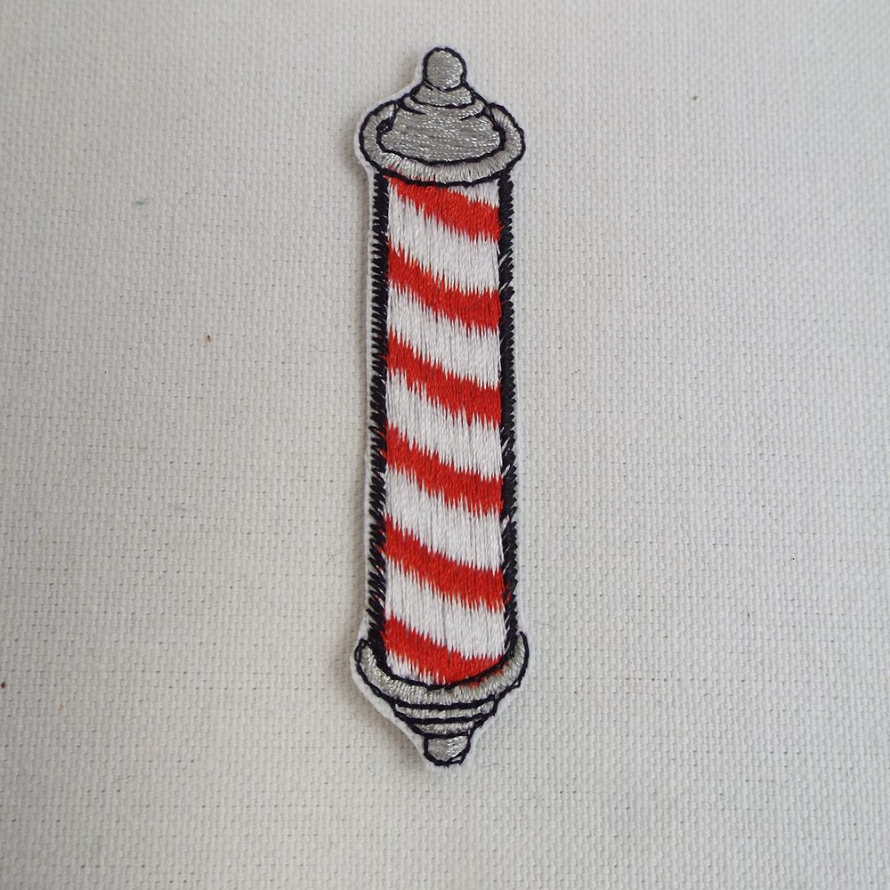 Barber Pole Embroidery Iron-on Patch
