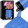 Iridescent Ultra Fine Glitter Powder 7.41Oz/210g Rainbow Resin Glitter PET Flakes Crafts Sequins Epoxy Chips Flakes for Tumblers Slime Making (Iridescent Blue) view 1