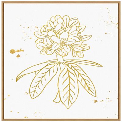 Amanti Art Framed Canvas Wall Art 28x23 Gold Blooms II by Wild Apple Portfolio, Framed Wall Art Canvas, Flowers Artwork, Modern Decor, Medium Poster Painting for Living Room, Bedroom, Bathroom,