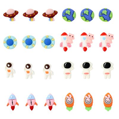 Honbay 24PCS Space Theme Flatback Resin Charms Cute Astronaut Rocket Planet Spaceship Resin Cabochons Ornaments for Hair Accessories Phone Case Scrapbooking Decor (8 Style)