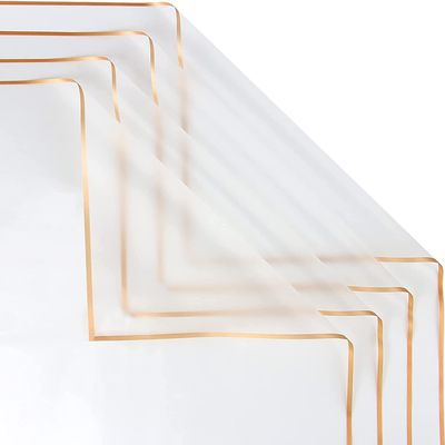 CCINEE 20 Sheets Gold Edge Flower Wrapping Paper,Waterproof Fresh Flower Packing Material Florist Bouquet Supplies DIY Craft Gift Packing,Clear