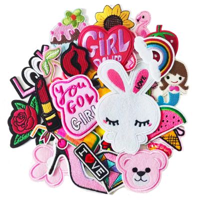 Harsgs 30pcs Iron on Patches for Girls, Embroidered Sew On/Iron On Patches Applique for Clothes, Dress, Hat, Jeans, Pant, Shoe,Bags