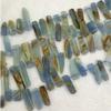 1 Strands Natural Blue Calcite Slabs Slices Flat Stick Beads Drill Side Fit Jewelry Necklace Bracelets Size: 7-8mm X 10-25mm 15" 04317 view 1
