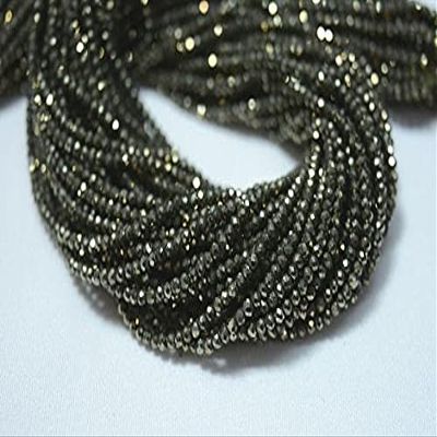 5 Strands, Natural Pyrite Beads, Pyrite Gem Stone, 2mm Beads, Faceted Rondelle, Gemstone for Jewelry, 13.5 Inch