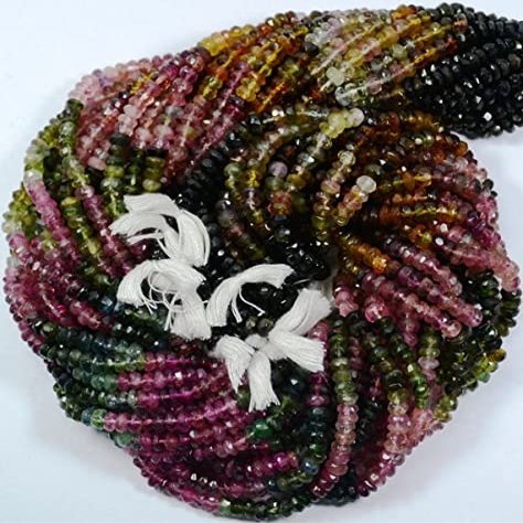 3.5mm 10 Strand Multi Tourmaline Rondelle Beads, Watermelon Toumaline Bead, AAA Quality Tourmaline Faceted Rondelle Beads Faceted Tourmaline 13.5 INCH