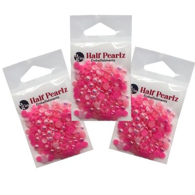 Buttons Galore and More 30 gram Colorful Mix Flat Back Half Round Pearls in AB Finish for DIY Crafts Scrapbooks Card Making Nail Art Clothing Shoes (Pink Paradise)