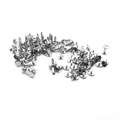 Shuokecrafts 50 Sets 5mm Metal Snap Rivets Chicago Screw,Assorted Kit Slotted Cross Head Stud Nail Rivets, Chicago Button for DIY Planner, Leather Decoration, Bookbinding