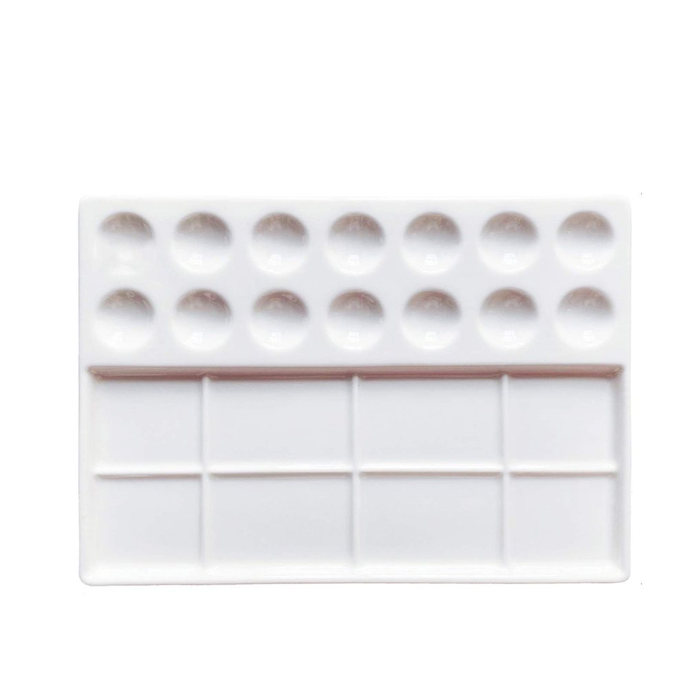 Ceramic Palette, 18 Fine Water Painting Paint Trays are Durable and Suitable for School Teachers' Teaching and Sketching (Color : 14 Well)