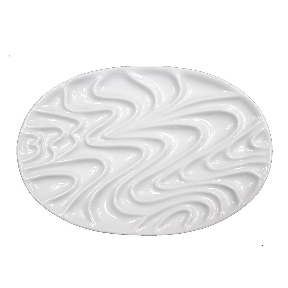 Ceramic Watercolour Paint Palette,artist Watercolor Palette Oval wave Gouache Ceramic Palette Flower-shaped Paint Painting Supplies