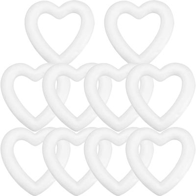 NUOBESTY 10 Pcs Foam Heart Wreath Forms 6.7 Inch Heart Shaped Foam Wreath DIY Supplies for Valentine Wedding Front Door Wall Table Decorations