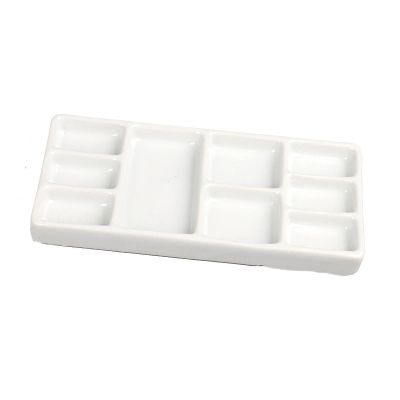 Ceramic multi-grid palette watercolor gouache pigment palette porcelain plateCheckered palette (Color : White)