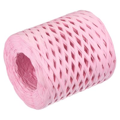 MECCANIXITY Raffia Paper Craft Rope Ribbon Packing Paper Twine 219 Yards Handmade Pink for DIY Decoration Gift Packaging
