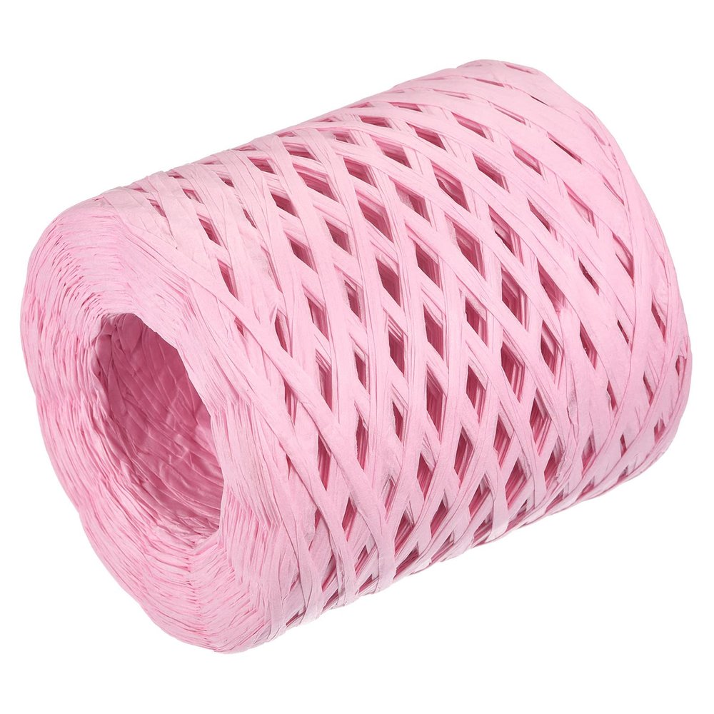 MECCANIXITY Raffia Paper Craft Rope Ribbon Packing Paper Twine 219 Yards Handmade Pink for DIY Decoration Gift Packaging
