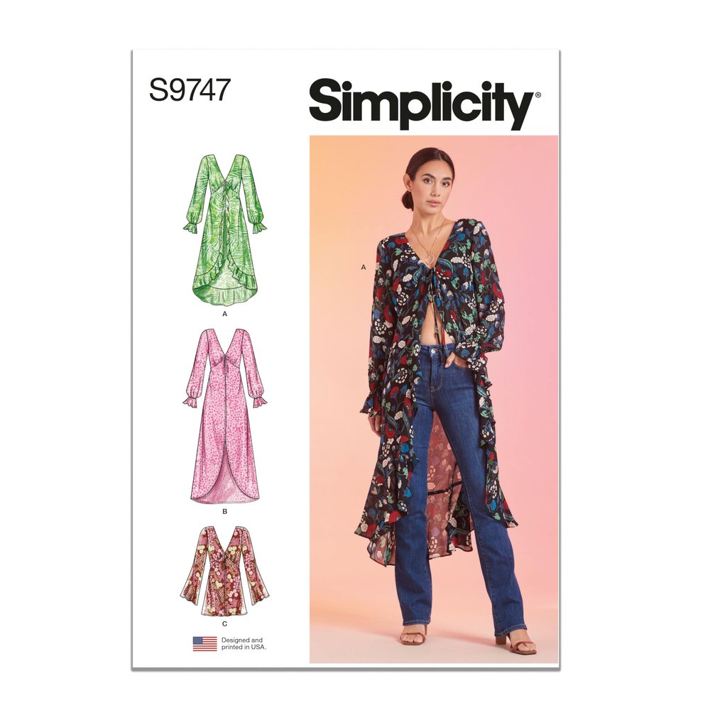 Simplicity Misses' Duster Jacket Sewing Pattern Packet, Design Code S9747, Sizes 18-20-22-24-26